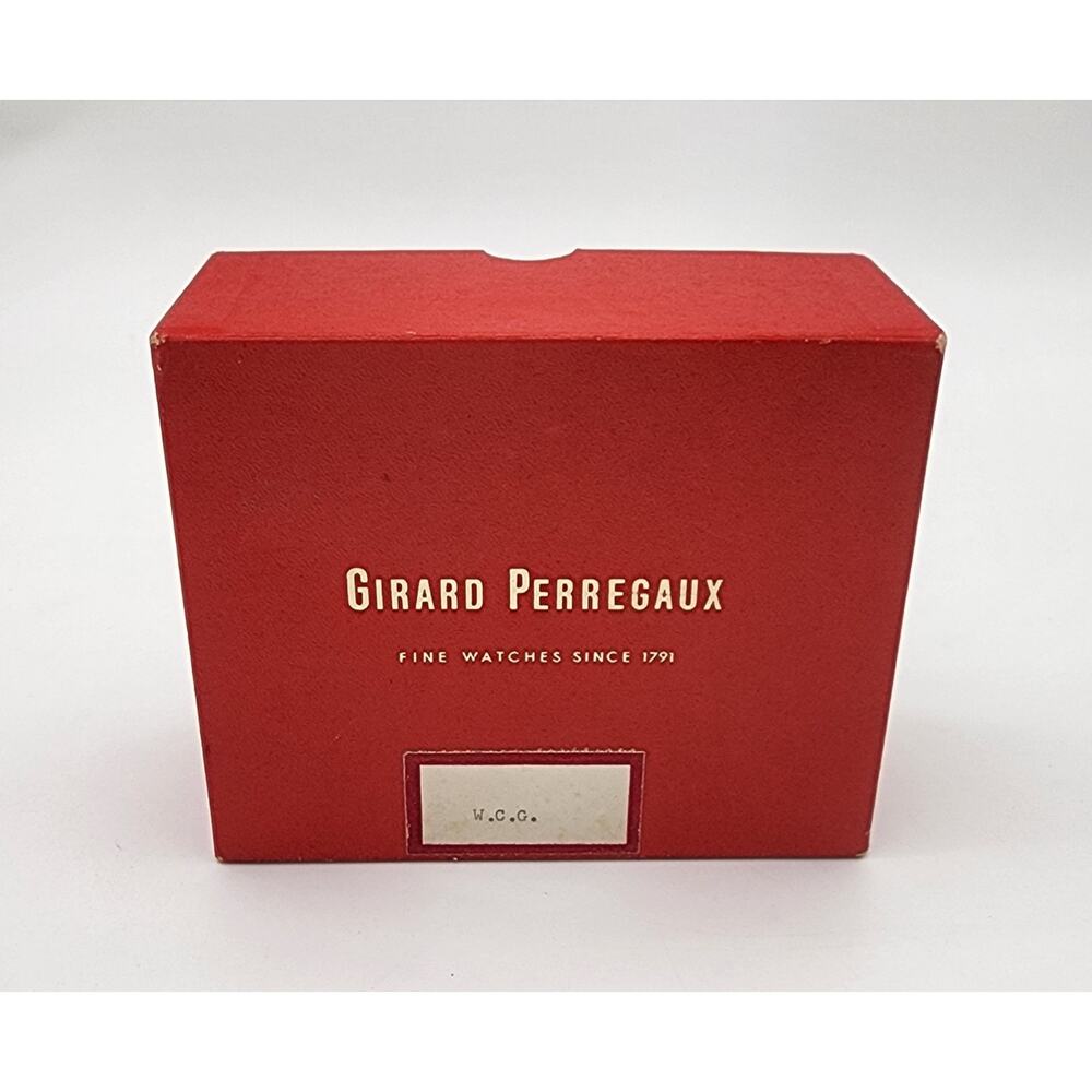 Vtg 1960s Girard-Perregaux Red Gold Presentation Clamshell Watch Box & Documents - Picture 2 of 16